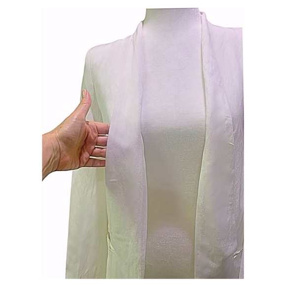 ZARA Blazer BASIC Cream Viscose/Linen Blazer Size M - Picture 5 of 7